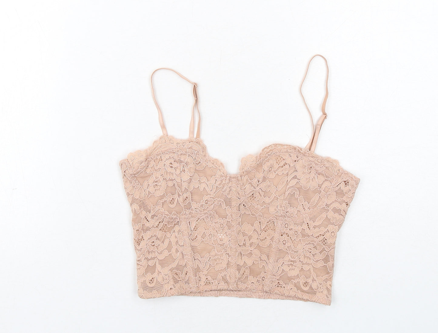 Zara Womens Pink Polyester Cropped Tank Size S Sweetheart - Corset Style