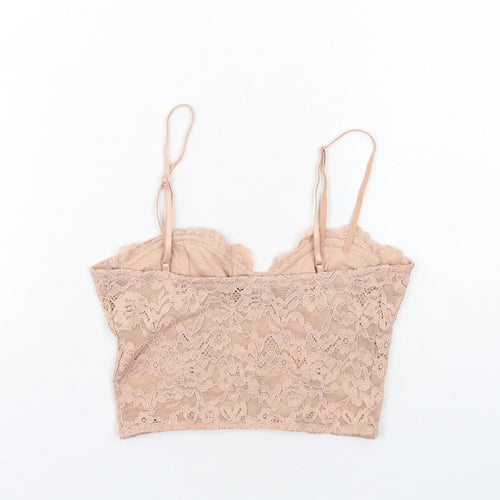 Zara Womens Pink Polyester Cropped Tank Size S Sweetheart - Corset Style