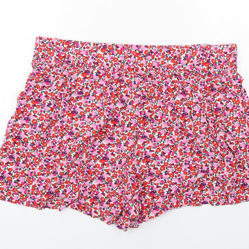 Marks and Spencer Womens Pink Floral Viscose Basic Shorts Size 18 Regular Pull On