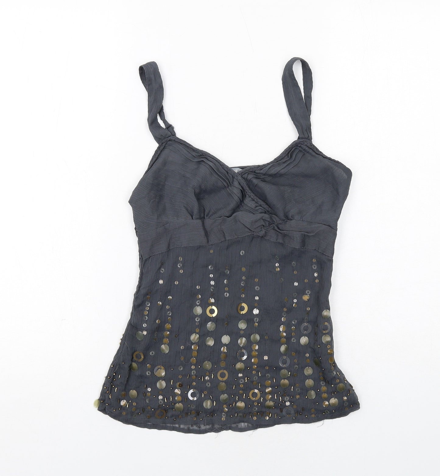 Per Una Womens Grey Polyester Camisole Tank Size 8 V-Neck