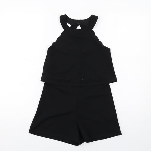 Lipsy Girls Black Polyester Playsuit One-Piece Size 9-10 Years Zip