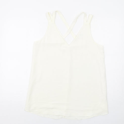 River Island Womens Ivory Polyester Basic Tank Size 12 V-Neck