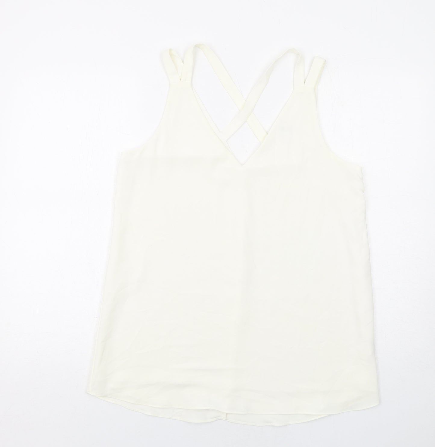 River Island Womens Ivory Polyester Basic Tank Size 12 V-Neck
