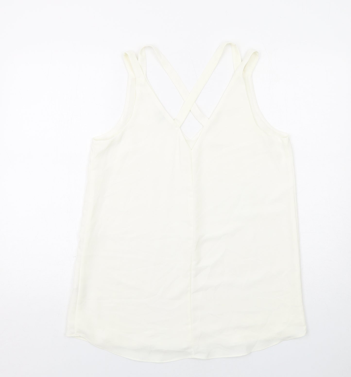 River Island Womens Ivory Polyester Basic Tank Size 12 V-Neck