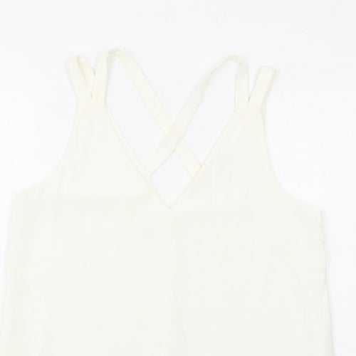 River Island Womens Ivory Polyester Basic Tank Size 12 V-Neck