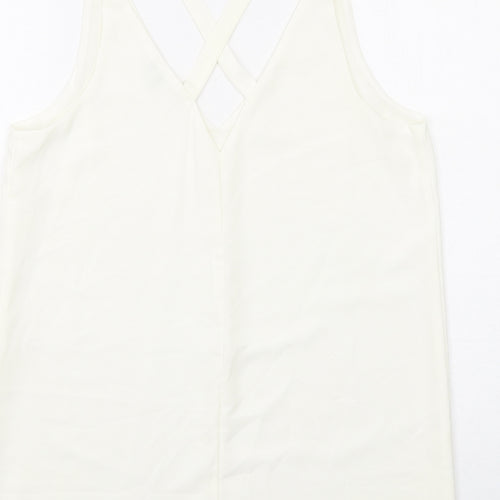 River Island Womens Ivory Polyester Basic Tank Size 12 V-Neck
