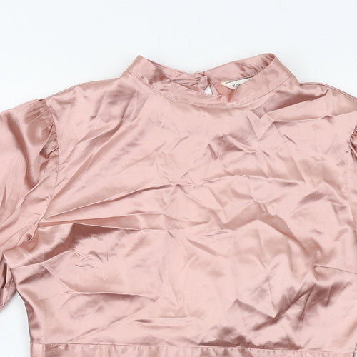 Miss Selfridge Womens Pink Polyester Cropped Tank Size 14 Mock Neck - Open Back