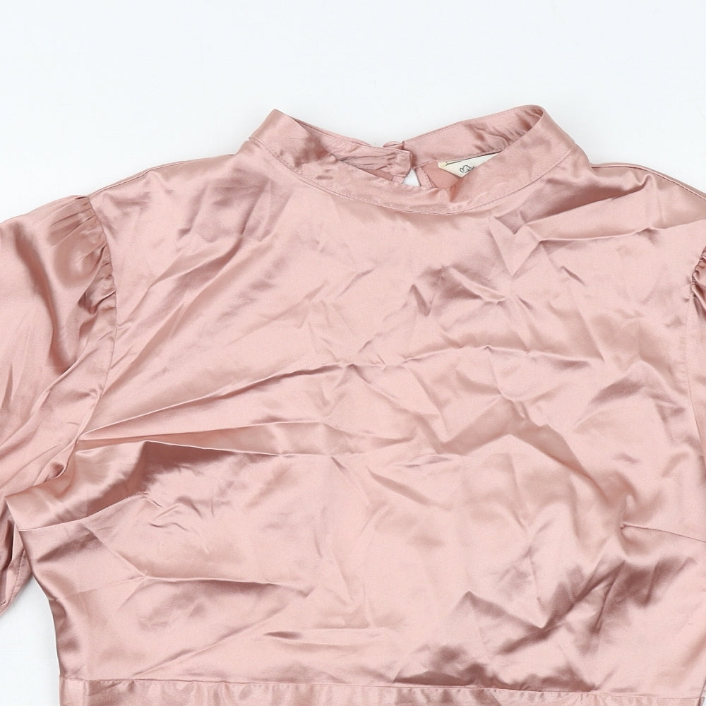 Miss Selfridge Womens Pink Polyester Cropped Tank Size 14 Mock Neck - Open Back