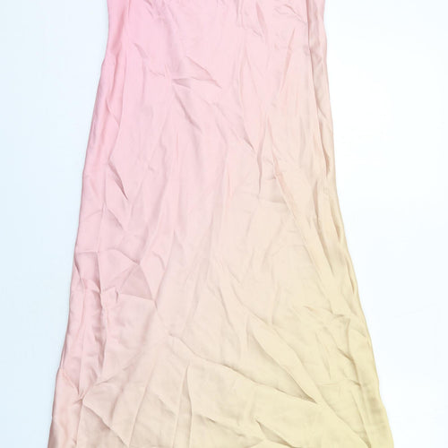 Zara Womens Multicoloured Polyester A-Line Size M Square Neck Zip - Ombré Strapless