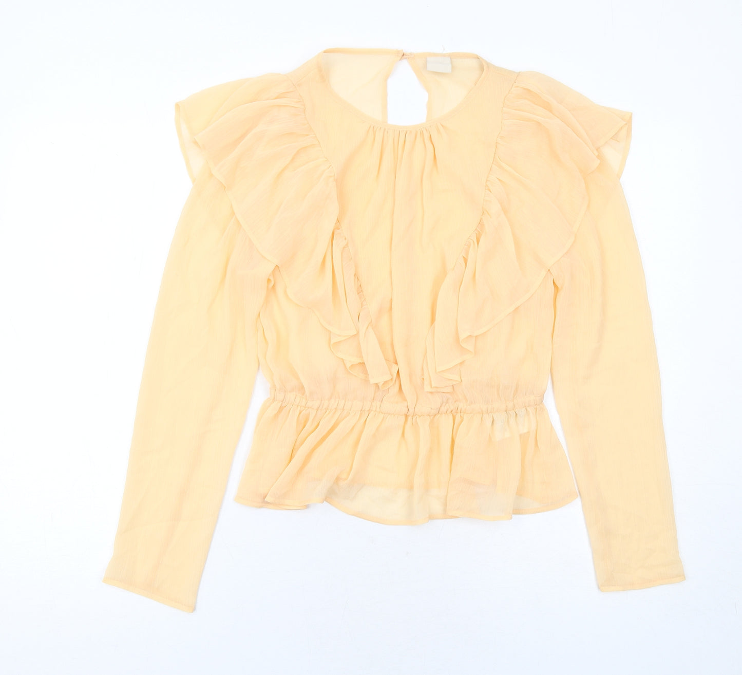 H&M Womens Orange Polyester Basic Blouse Size 8 Round Neck