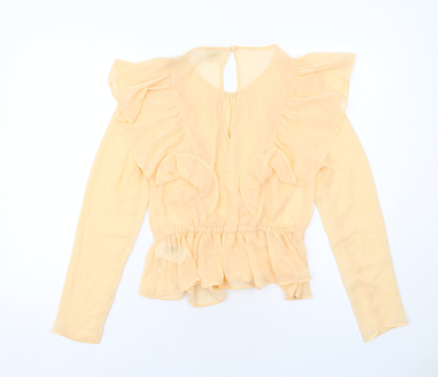 H&M Womens Orange Polyester Basic Blouse Size 8 Round Neck