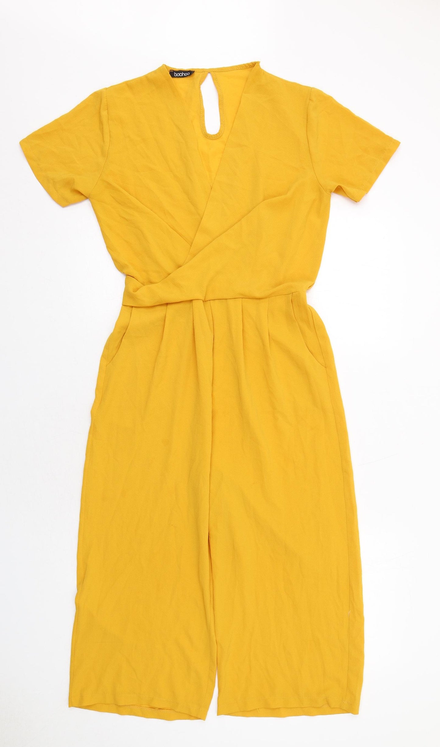 Boohoo Womens Yellow Polyester Jumpsuit One-Piece Size 10 Pullover
