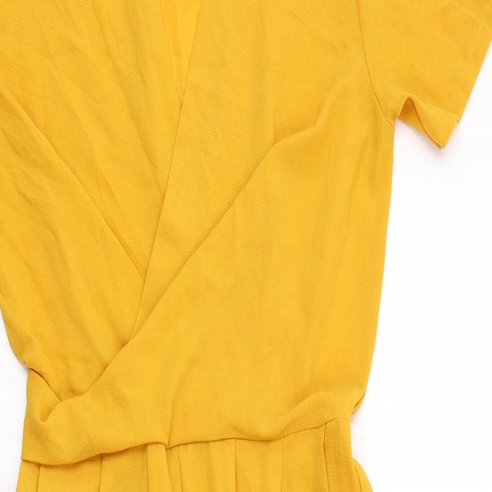 Boohoo Womens Yellow Polyester Jumpsuit One-Piece Size 10 Pullover