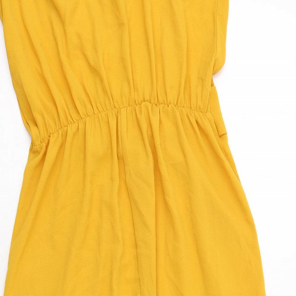 Boohoo Womens Yellow Polyester Jumpsuit One-Piece Size 10 Pullover