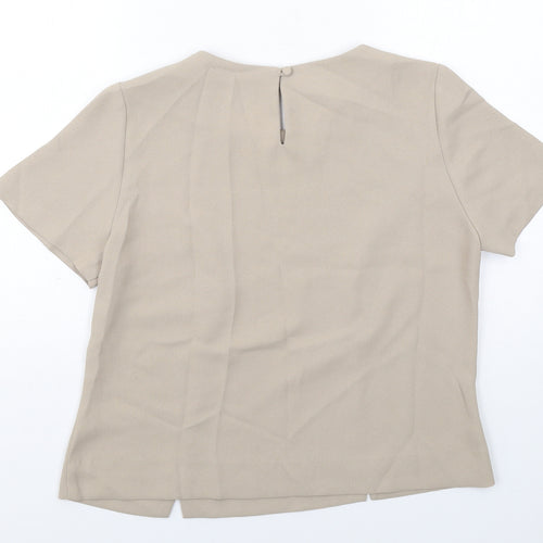 Millers Womens Beige Polyester Basic Blouse Size 16 Round Neck