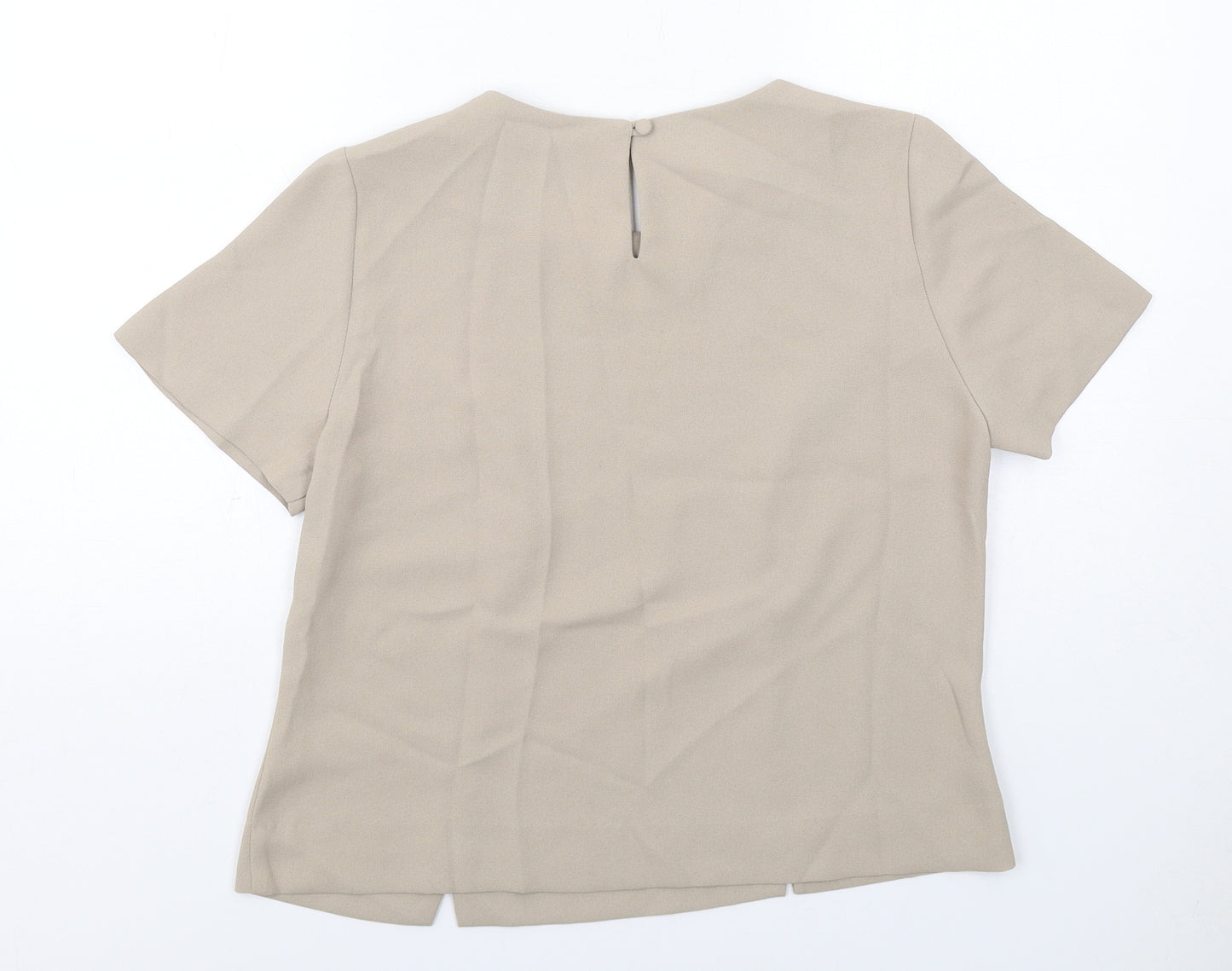 Millers Womens Beige Polyester Basic Blouse Size 16 Round Neck