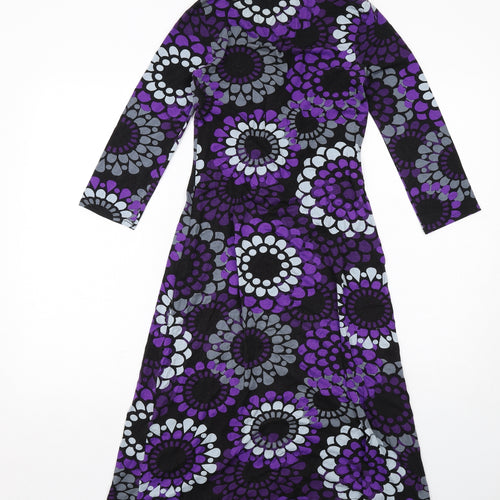 Phase Eight Womens Purple Geometric Viscose A-Line Size 10 V-Neck Pullover
