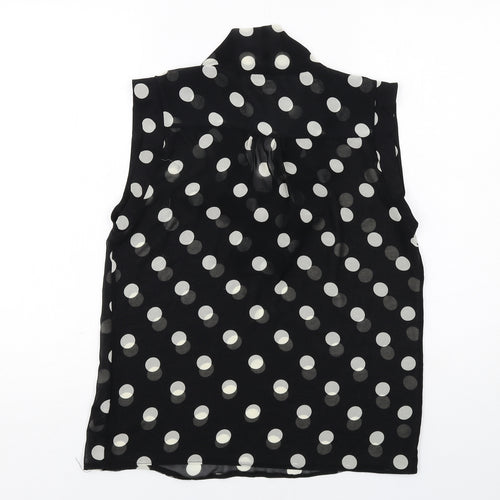 Marks and Spencer Womens Black Polka Dot Polyester Basic Tank Size 8 Round Neck