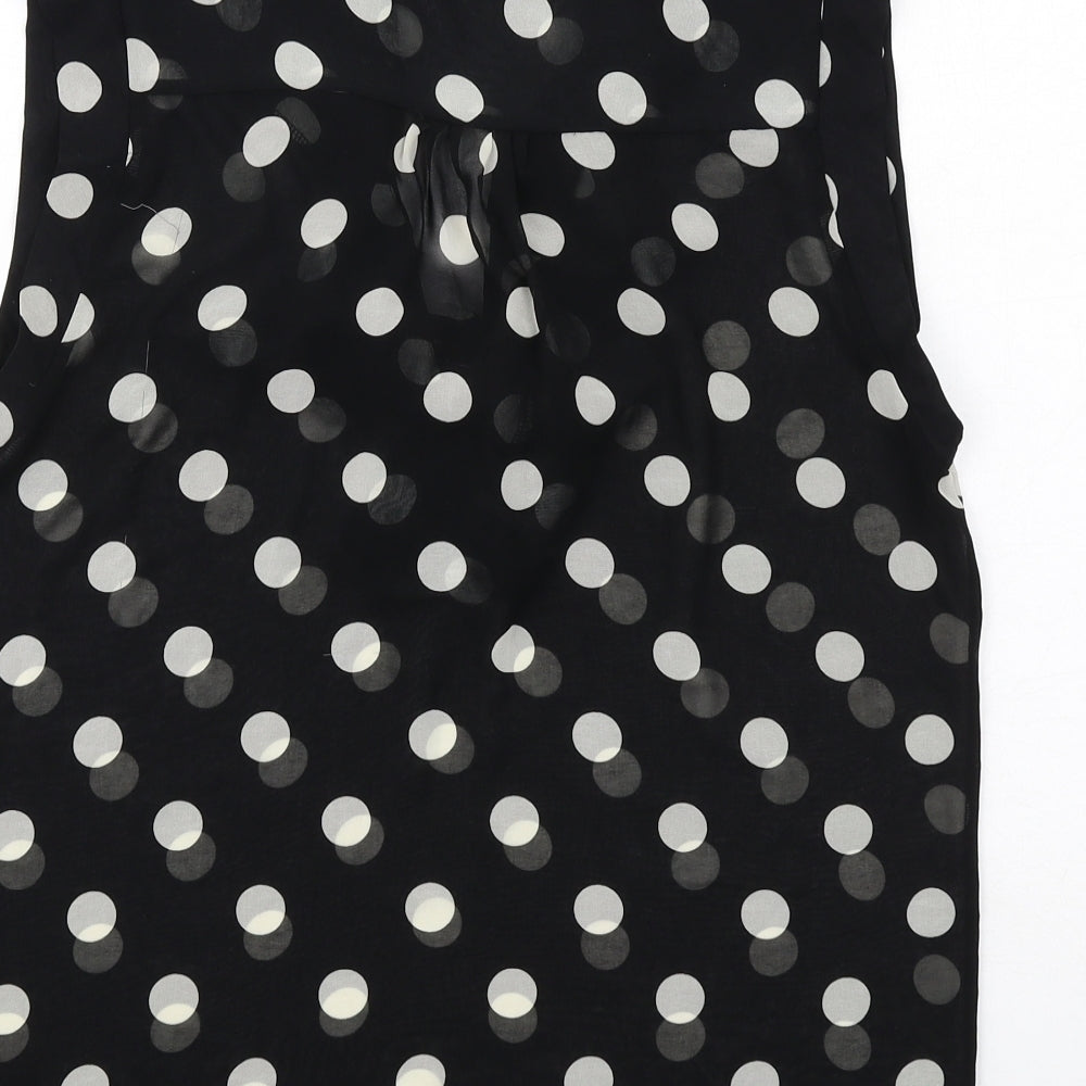 Marks and Spencer Womens Black Polka Dot Polyester Basic Tank Size 8 Round Neck