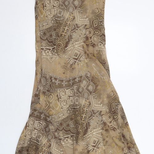 Per Una Womens Brown Geometric Polyester Tank Dress Size 10 V-Neck Pullover