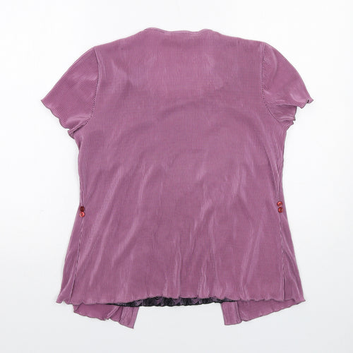 Bonmarché Womens Purple Geometric Polyester Basic Blouse Size 14 Round Neck - Twin Set
