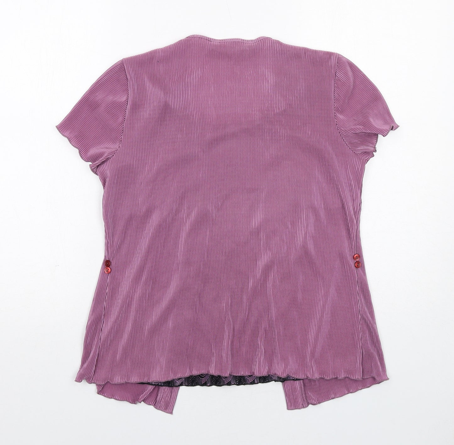 Bonmarché Womens Purple Geometric Polyester Basic Blouse Size 14 Round Neck - Twin Set