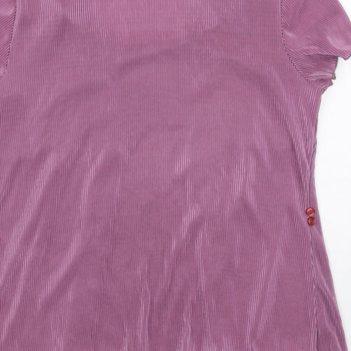 Bonmarché Womens Purple Geometric Polyester Basic Blouse Size 14 Round Neck - Twin Set