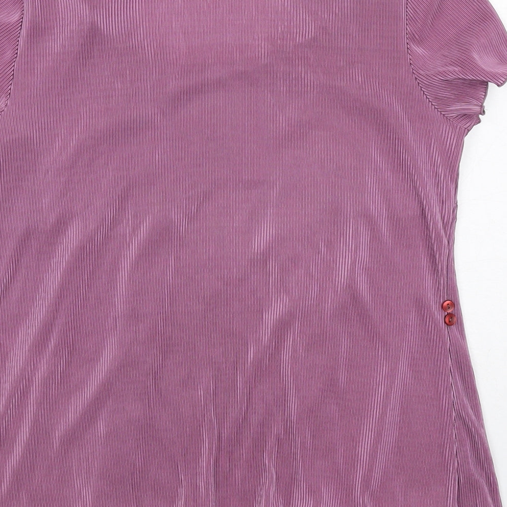 Bonmarché Womens Purple Geometric Polyester Basic Blouse Size 14 Round Neck - Twin Set
