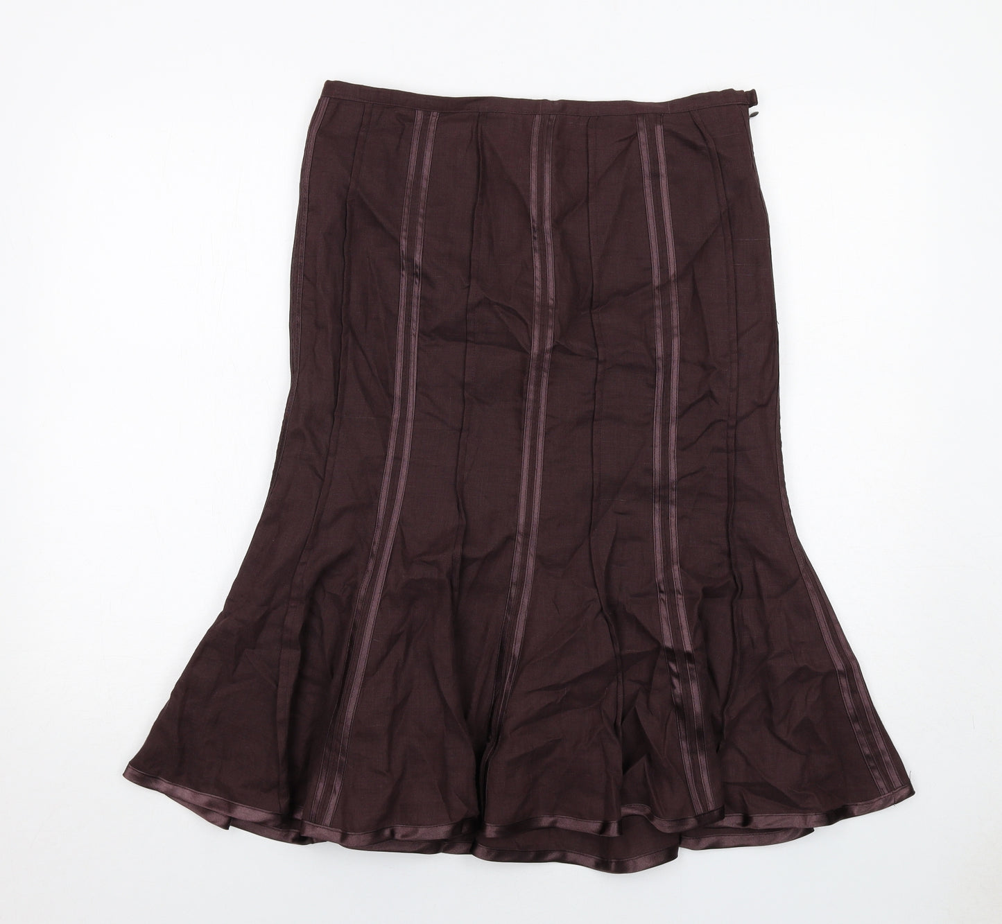 Principles Womens Brown Ramie Swing Skirt Size 12 Zip