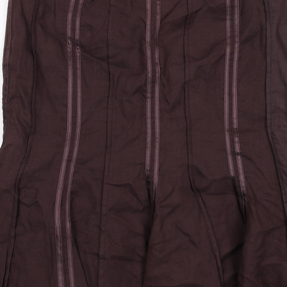 Principles Womens Brown Ramie Swing Skirt Size 12 Zip