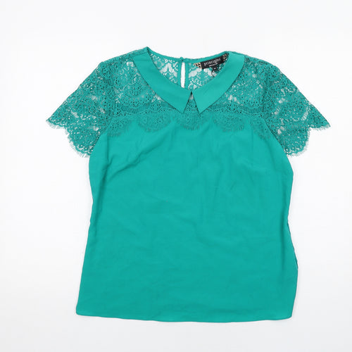 Principles Womens Green Polyester Basic Tank Size 14 Collared - Lace Details