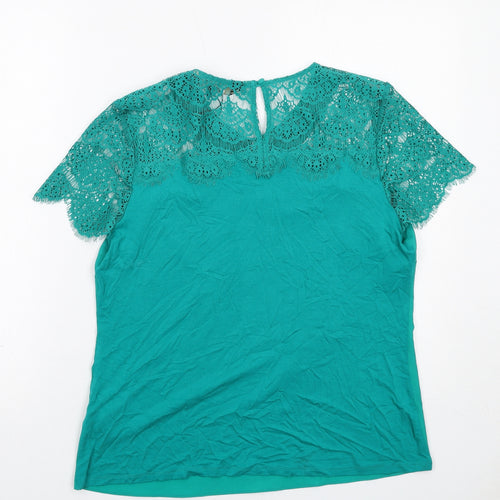 Principles Womens Green Polyester Basic Tank Size 14 Collared - Lace Details