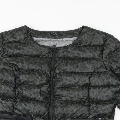 IKKS Womens Green Geometric Puffer Jacket Jacket Size 10 Zip