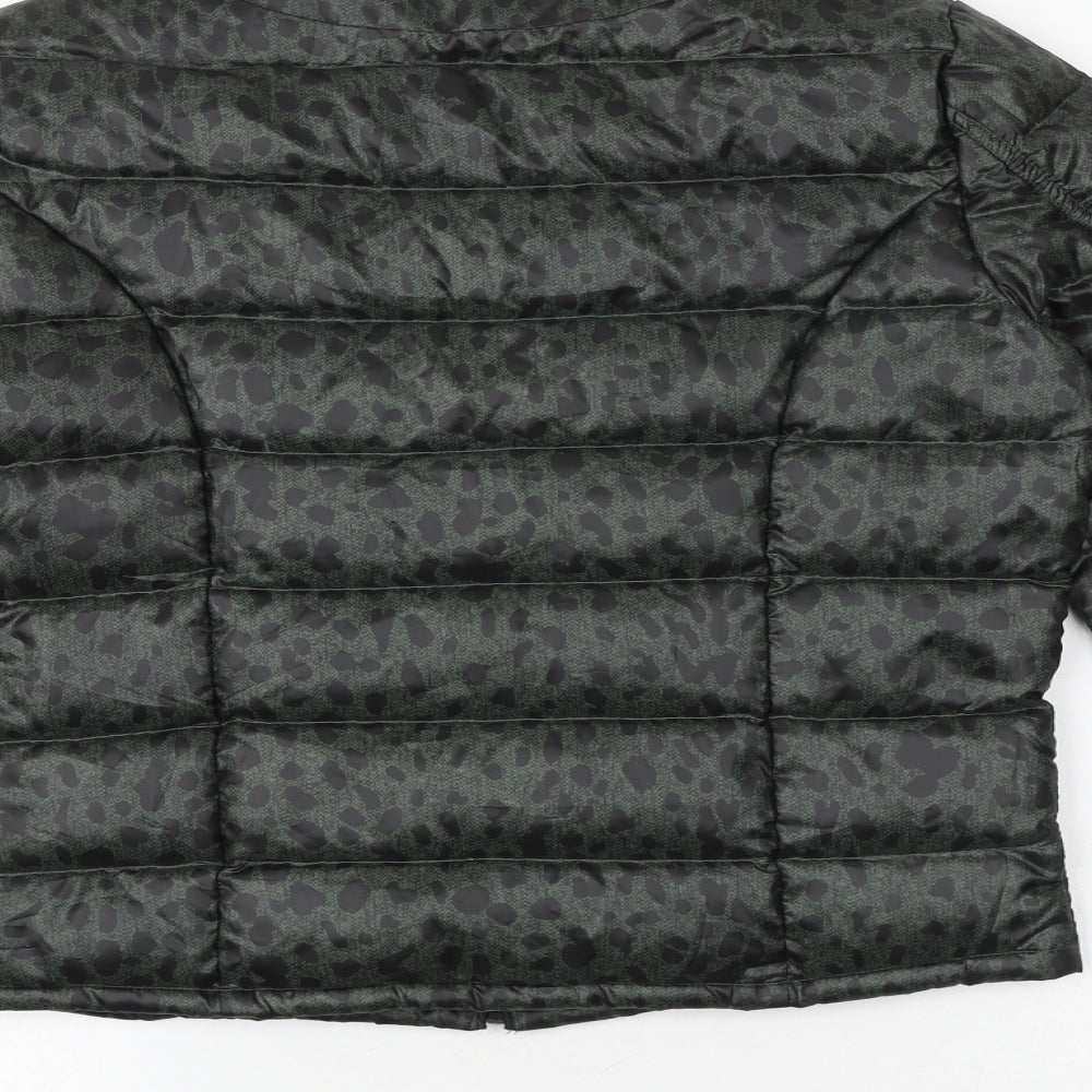 IKKS Womens Green Geometric Puffer Jacket Jacket Size 10 Zip