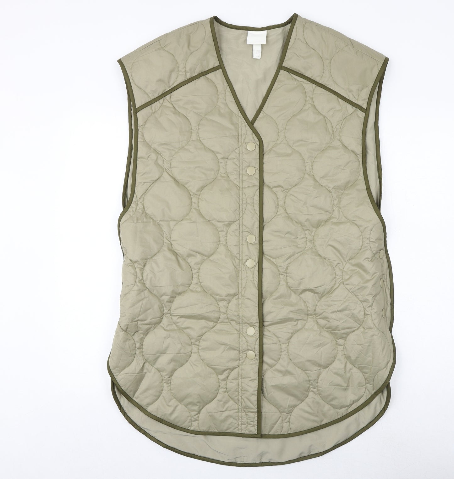 H&M Womens Beige Gilet Jacket Size S Snap