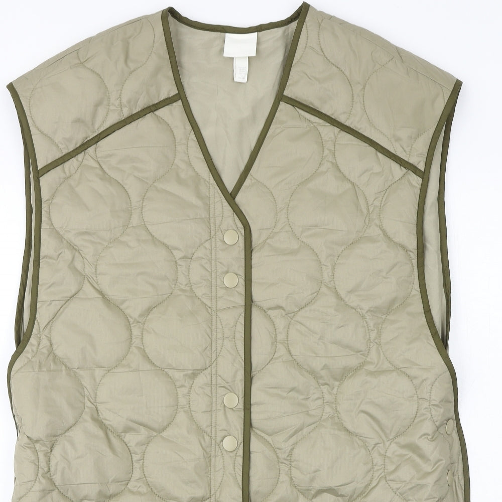H&M Womens Beige Gilet Jacket Size S Snap
