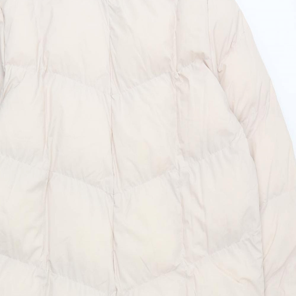 Marks and Spencer Womens Pink Quilted Coat Size 14 Snap