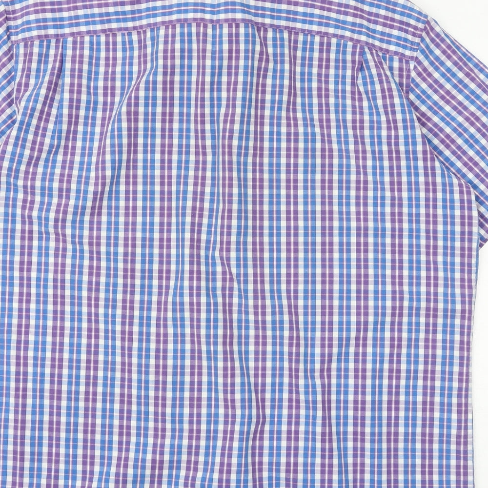 Blue Harbour Mens Multicoloured Check 100% Cotton Polo Size L Collared Button
