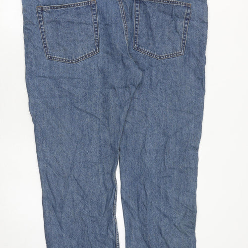 Marks and Spencer Mens Blue Cotton Straight Jeans Size 48 in L29 in Slim Zip
