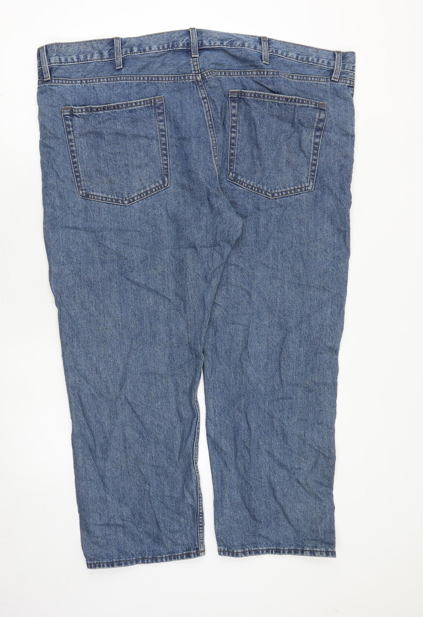 Marks and Spencer Mens Blue Cotton Straight Jeans Size 48 in L29 in Slim Zip