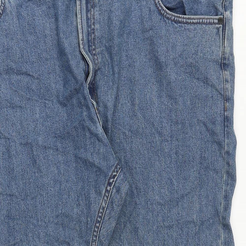 Marks and Spencer Mens Blue Cotton Straight Jeans Size 48 in L29 in Slim Zip