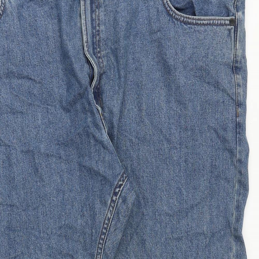 Marks and Spencer Mens Blue Cotton Straight Jeans Size 48 in L29 in Slim Zip