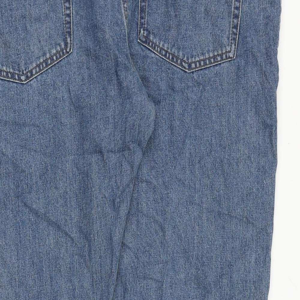 Marks and Spencer Mens Blue Cotton Straight Jeans Size 48 in L29 in Slim Zip