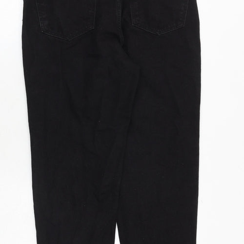 Bershka Womens Black Cotton Mom Jeans Size 12 Regular Zip