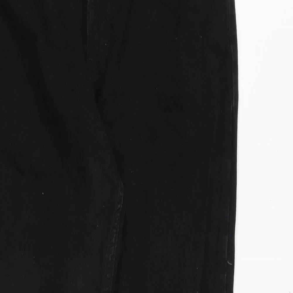 Bershka Womens Black Cotton Mom Jeans Size 12 Regular Zip