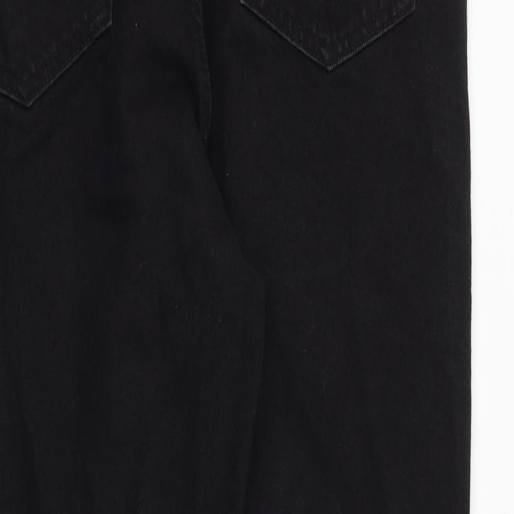 Bershka Womens Black Cotton Mom Jeans Size 12 Regular Zip