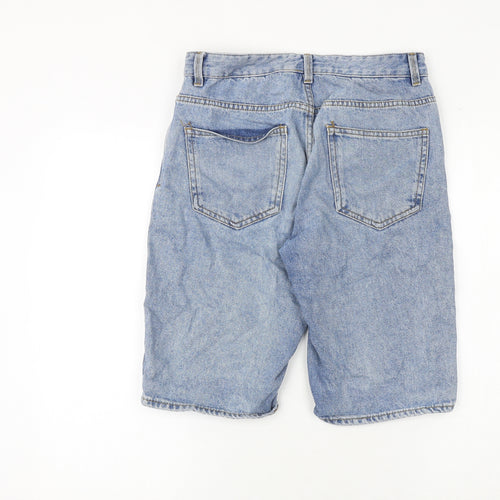 New Look Mens Blue Cotton Bermuda Shorts Size 30 in Regular Zip