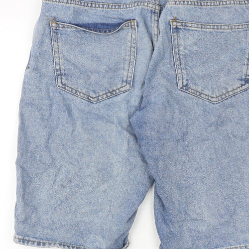 New Look Mens Blue Cotton Bermuda Shorts Size 30 in Regular Zip