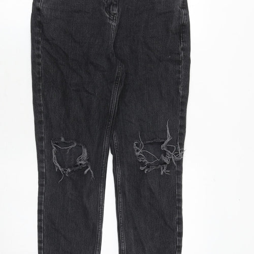 NEXT Womens Black Cotton Mom Jeans Size 8 Regular Zip