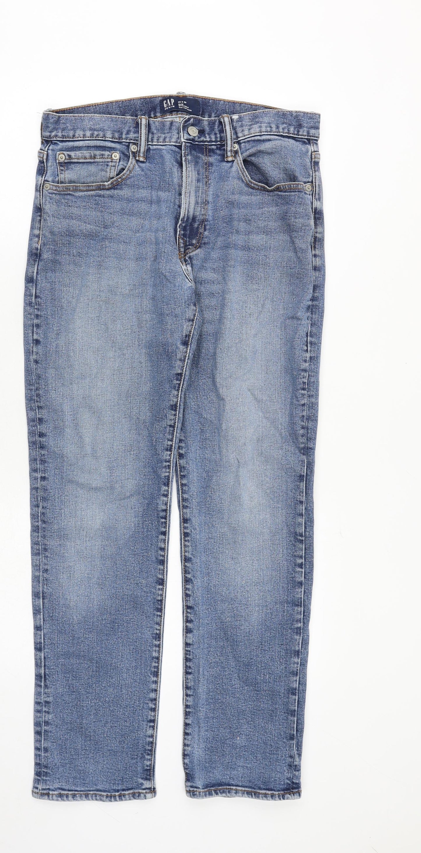 Gap Mens Blue Cotton Straight Jeans Size 32 in L30 in Regular Zip